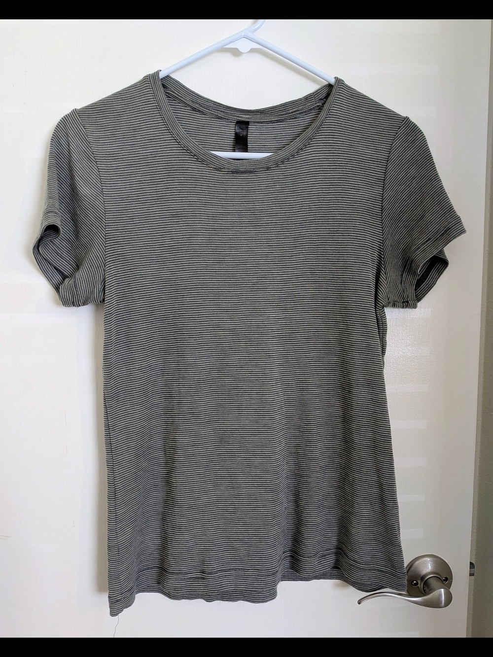 100% merino wool striped crewneck tee - Gray/green - Picture 2 of 5